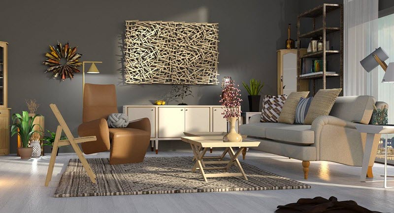 colores para pintar salón moderno gris